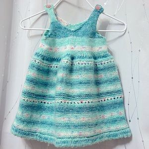 EUC hand crocheted pastel a-line dress with buttons at shoulder straps